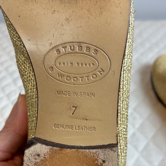 Stubbs & Wootton Private Stock Limited Edition Metallic Gold Loafer Size 7 - Picture 6 of 13